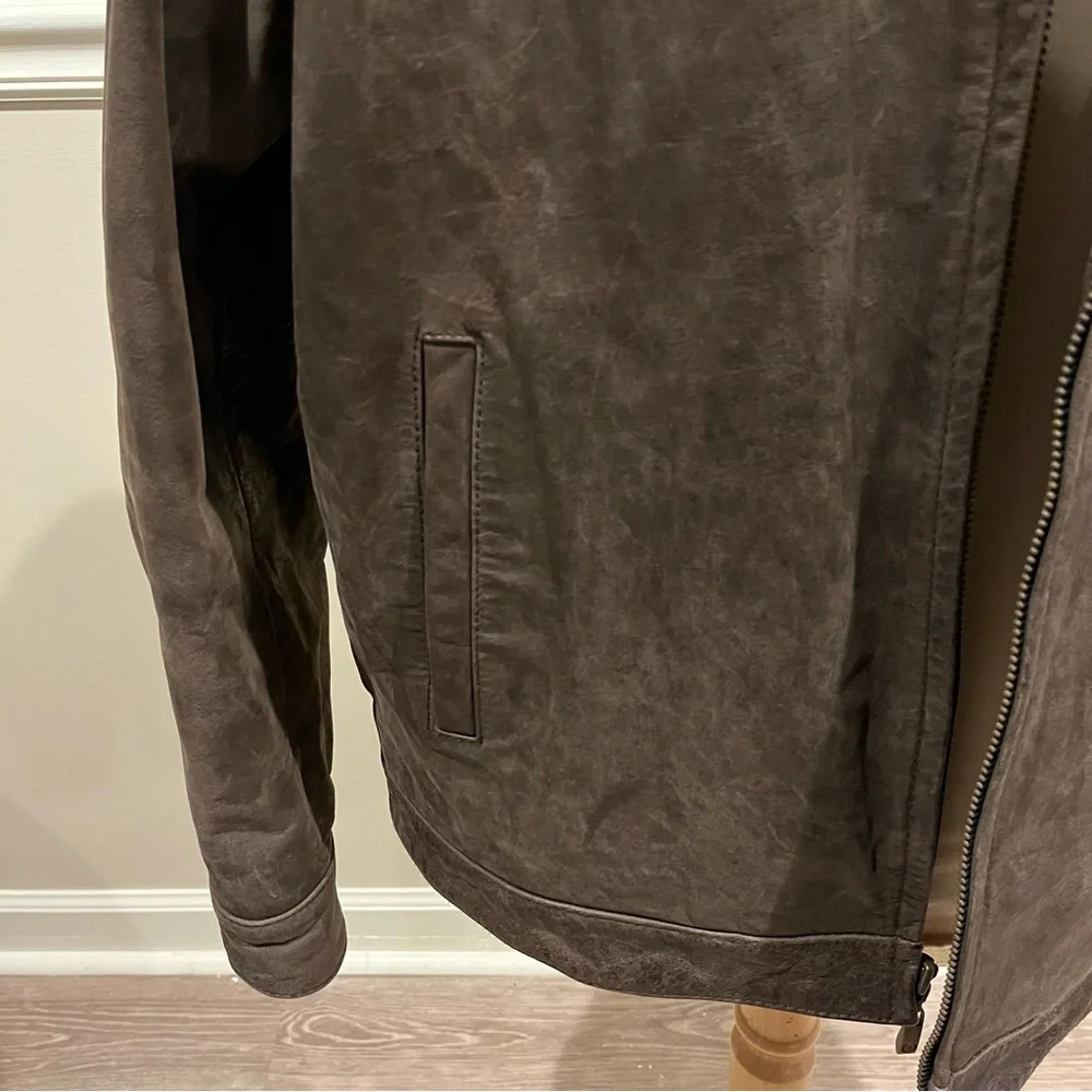 Chaps Men's Dark Brown Leather Bomber Jacket - Picture 3 of 9